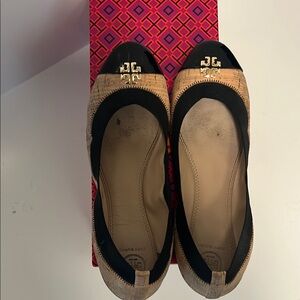 Tory Burch Black and Tan Flats